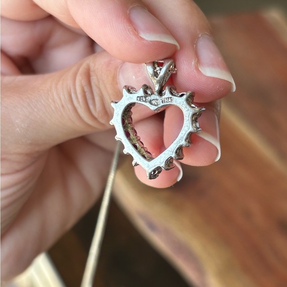 Ruby Sterling Silver Heart Pendant With 925 17” Chain - Picture 7 of 7